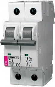 Автоматичний вимикач ETI Etimat 6, 2р, 1А, C