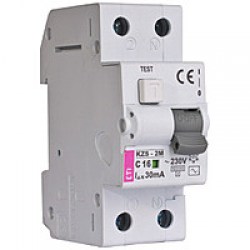Диференційний автоматичний вимикач ETI KZS-2M, 2р, 6А, 30mA тип А, кат.С